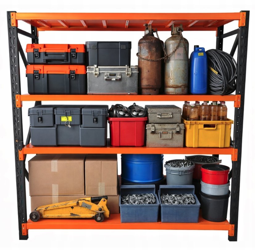 Kovový regál do skladu, garáže a dílny - nosnost 1 000 kg, 4 police