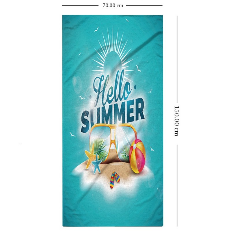 Strandtuch mit Motiv HELLO SUMMER 150 x 70 cm