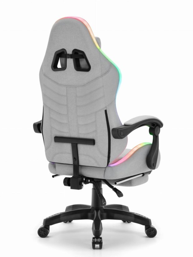 CABRO C501 gamerska stolica s LED rasvjetom i osloncem za noge, do 150 kg, siva