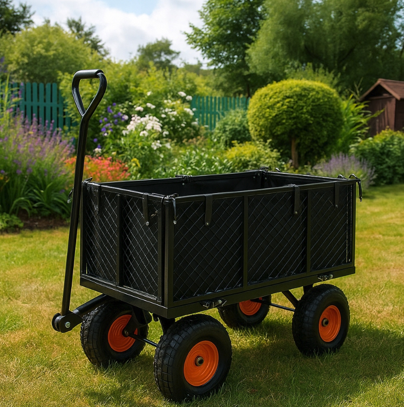 Gartenwagen auf aufblasbaren Rädern 220 l / 350 kg