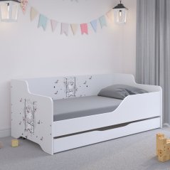 LILU Fehér gyerekágy háttámlával 160 x 80 cm - Pillangók