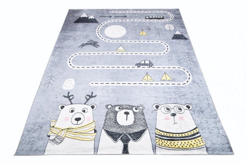 Dětský koberec s motivem zvířátek a silnice - Rozměr koberce: Šířka: 120 cm | Délka: 170 cm
