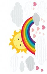 Fröhlicher Kinder-Wandsticker mit Sonne und Regenbogen