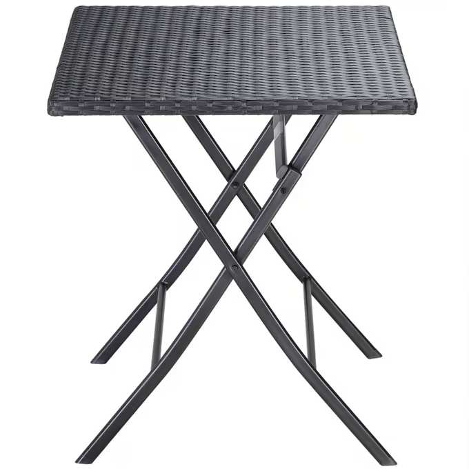 Masă grădină pliabilă din poliratan Rom cu cadru din oțel 75 × 65 × 65 cm