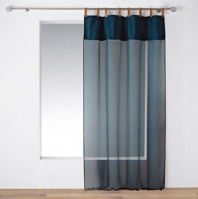 Temno modra zavesa z usnjenimi ročaji MILLERAY 140x240 cm