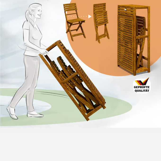 Set da giardino 3 pezzi CASARIA® in legno di acacia - tavolo pieghevole + 2 sedie