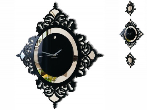 Orientálne nástenné hodiny čiernej farby - Farba: Vanilla-ecru