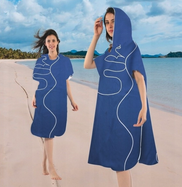 Plážové pončo pre dospelých - modré Plážové pončo pre dospelých - modré