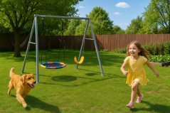 Altalena da giardino per bambini, stabile struttura in metallo
