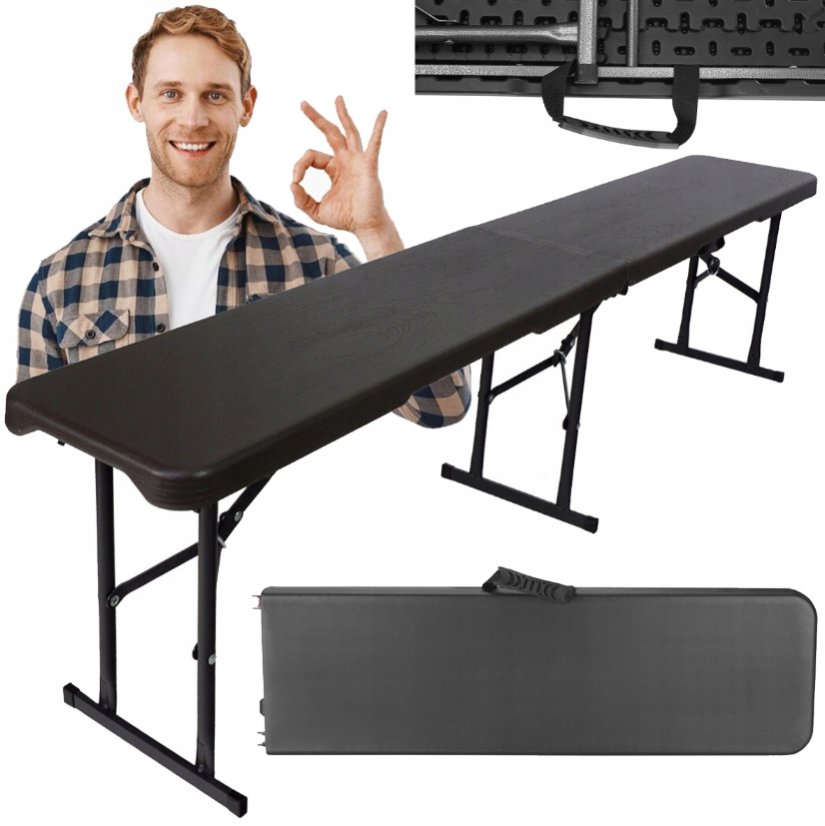 Panca pieghevole per catering 180 cm - nero