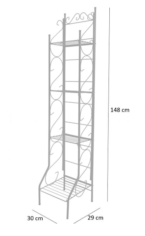 Portafiori con quattro ripiani 30 x 29 x 148 cm