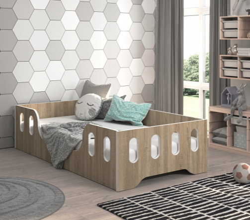 Pat pentru copii LAKI 140 x 70 cm în decor de stejar sonoma