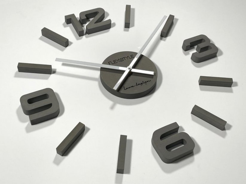 Moderní šedé nalepovací hodiny 75 cm