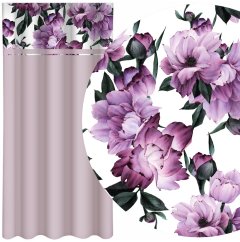 Elegantný záves v ružovej farbe s potlačou kvetín