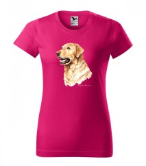 Maglietta da donna a manica corta con stampa golden retriever