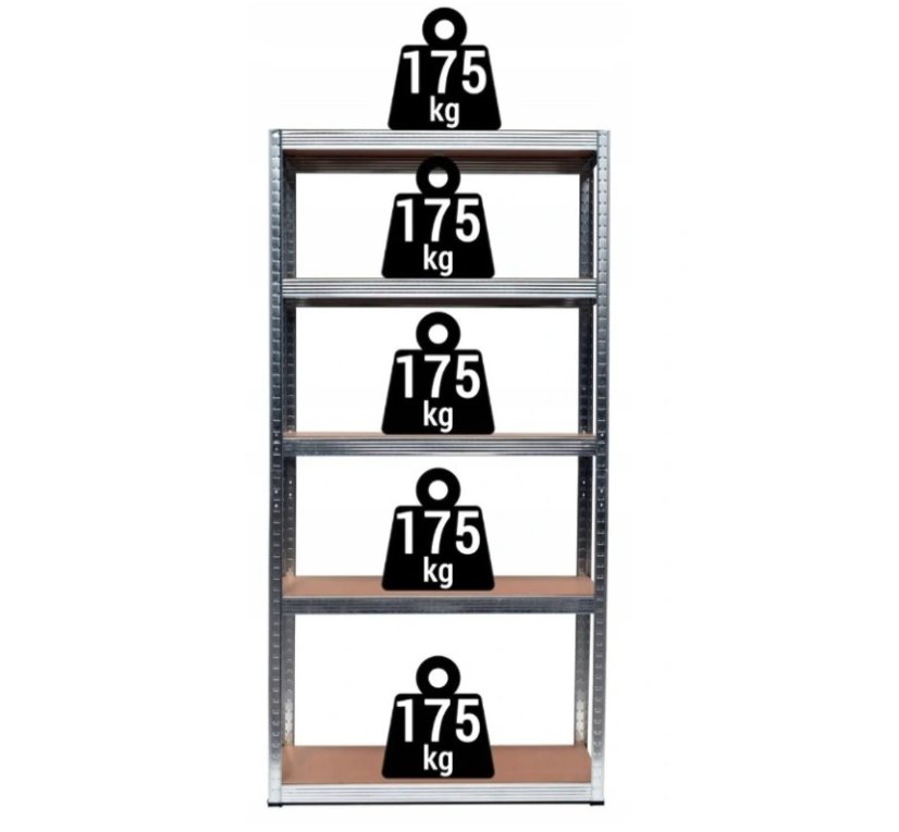 Stabilní kovový regál s 5 policemi 180 x 90 x 30 cm