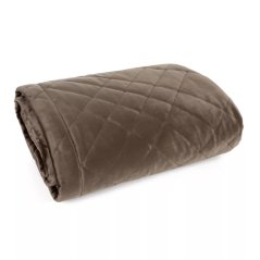 Elegantná velvetová prikrývka na posteľ s geometrickým prešívaním - hnedá