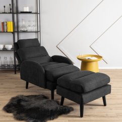 Rozkladacie kreslo s podnožkou HENRY – čierne