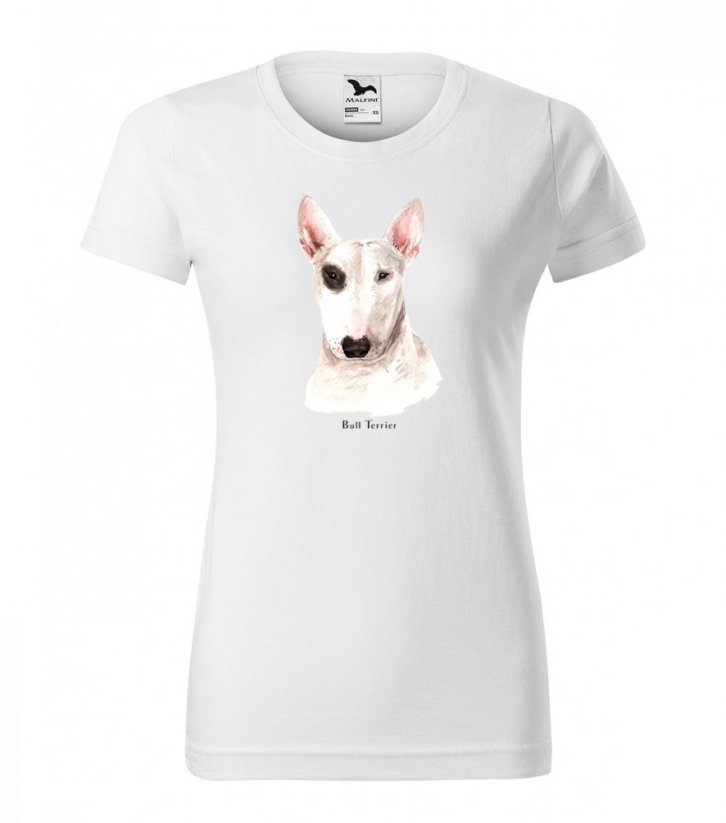 Originale t-shirt da donna in cotone con stampa del cane bull terrier