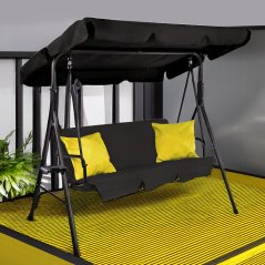 Bequeme schwarze Gartenschaukel