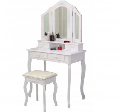Prekrasni toaletni stolić s velikim zrcalom u bijeloj boji
