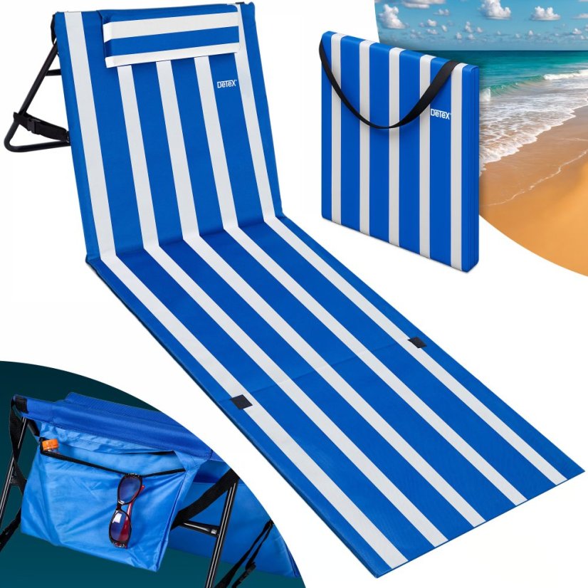 Oblazinjena zložljiva podloga za plažo z naslonom 158 × 56 cm