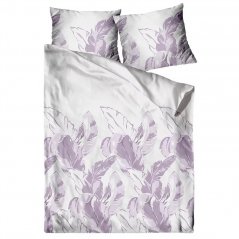Премиум памучно спално бельо с лилави листа