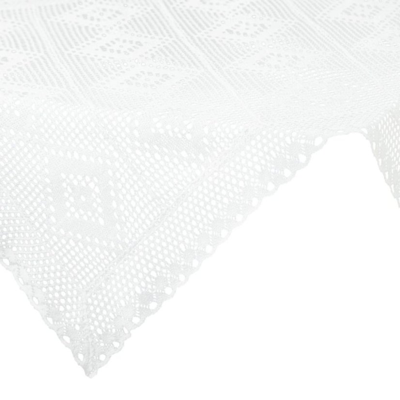 Față de masă albă elegantă cu margine de dantelă