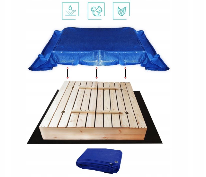 Uzatvárateľné drevené pieskovisko s lavičkami 100 x 100 cm