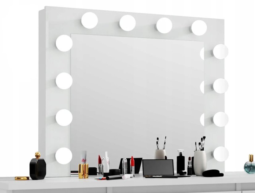 Masă de toaletă mare albă cu sertare spațioase