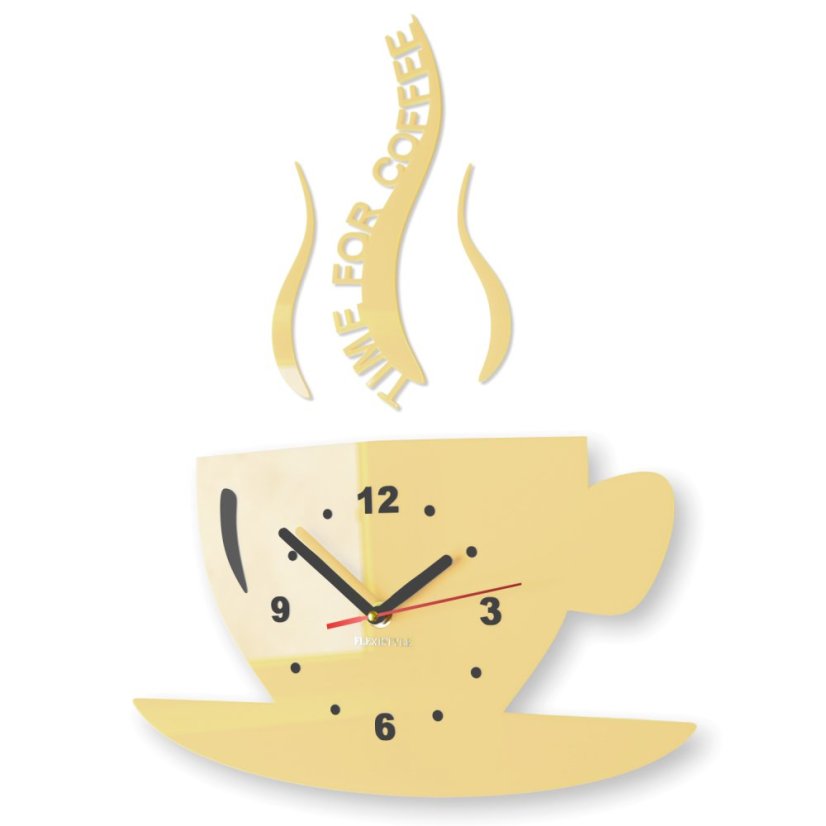 Ceas de perete "Este timpul pentru cafea" - Culoare: vanilie-ecru