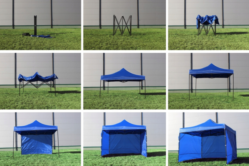 Tenda a tre pareti senza finestre