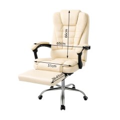 Bürostuhl BOSS mit Fußstütze - cremefarbenes Öko-Leder