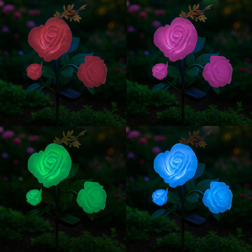 Lampada solare da giardino a LED a forma di rosa