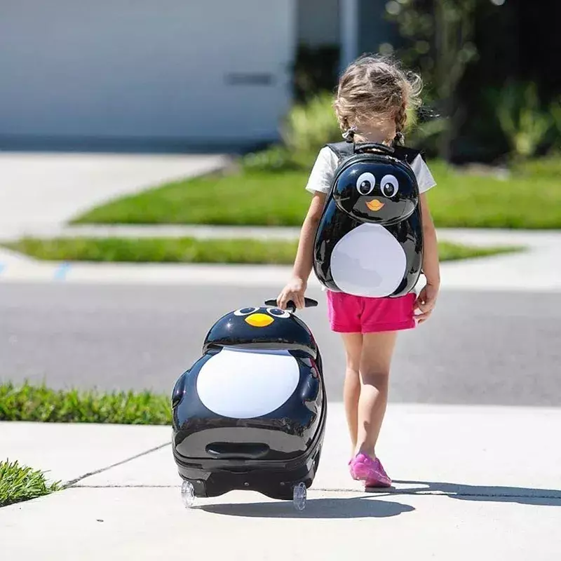Детски куфар за пътуване с пингвин 30 л + раница