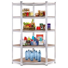 Stabilni kutni metalni regal za odlaganje sa 5 polica 180 x 90 x 40 cm