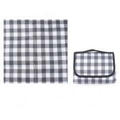 Pătură de picnic cu model în carouri gri 200 x 115 cm