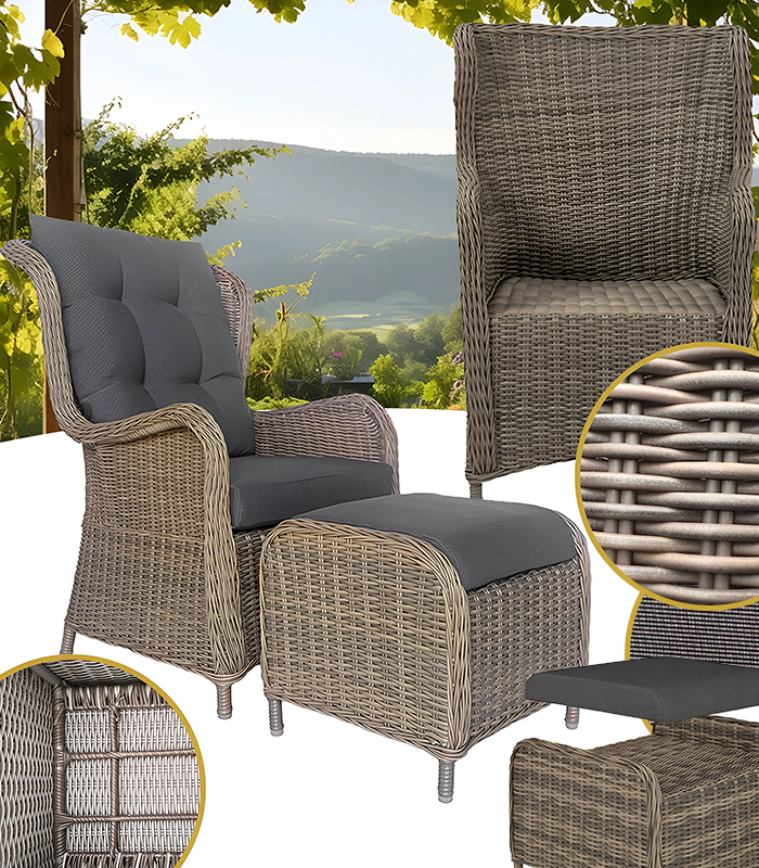 Zahradní ratanové křeslo s podnožkou