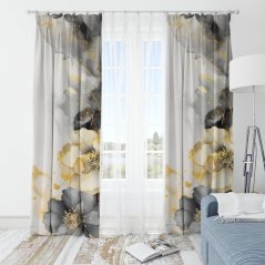 Elegáns függöny virágmintás szürke árnyalatokkal