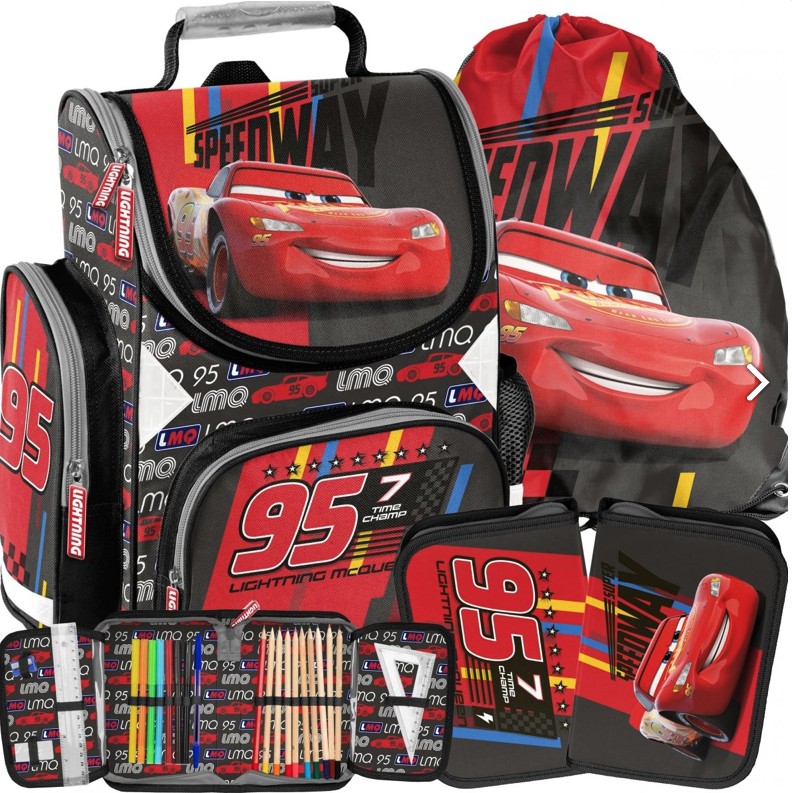 3-dílný školní set Cars pro kluky
