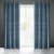 Tenda decorativa blu con sospensione su anelli metallici 135 x 250 cm