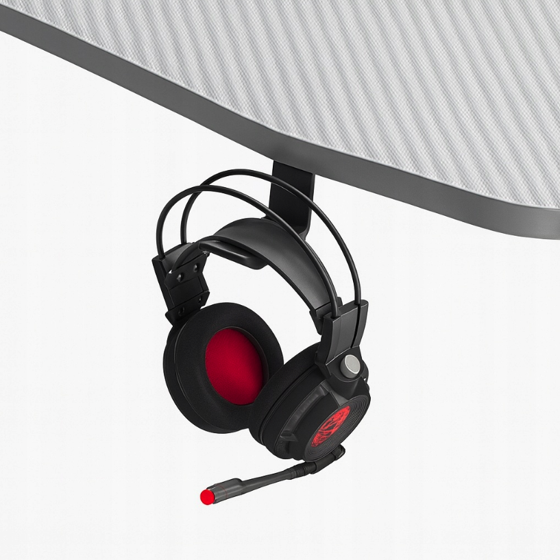 Biely herný PC stôl s RGB LED osvetlením