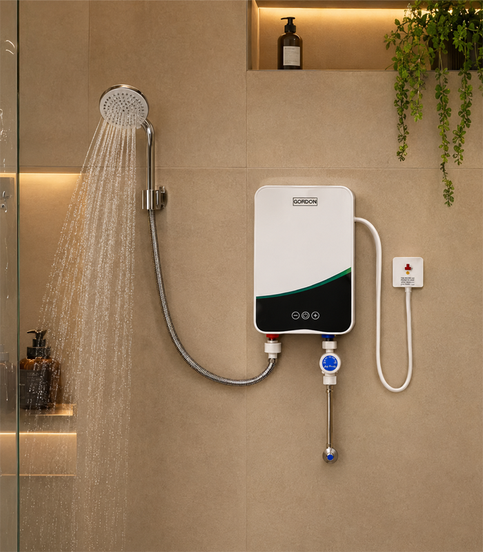 Elektrický průtokový ohřívač vody 5500 W s příslušenstvím – 30–60 °C