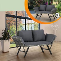 Gartenbank 2in1 aus Polyrattan 176 × 56 × 81 cm