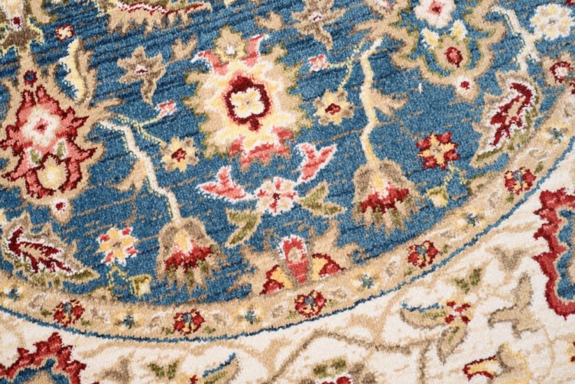 Kulatý vintage koberec modro béžový - Rozměr koberce: Šířka: 100 cm