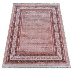 Sodobna preproga z grško obrobo - roza in bordo