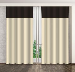 Draperie crem elegantă în combinație cu maro ciocolată