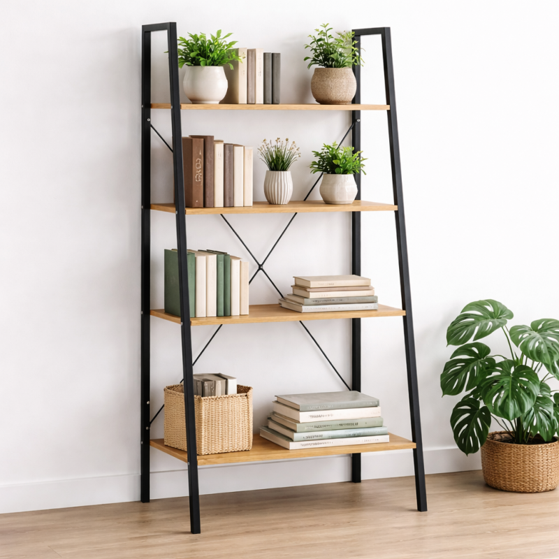Bücherregal für Bücher und Dekorationen mit 4 Fächern - 147 cm