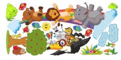Fröhlicher Kinder-Wandsticker mit Tieren 100 x 200 cm