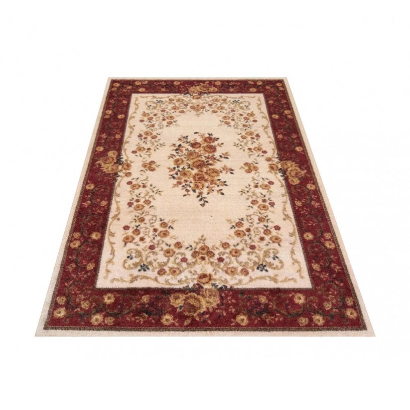 Červený kvetinový koberec vo vintage štýle do obývačky - Rozmer kobercov: Šírka: 120 cm | Dĺžka: 170 cm